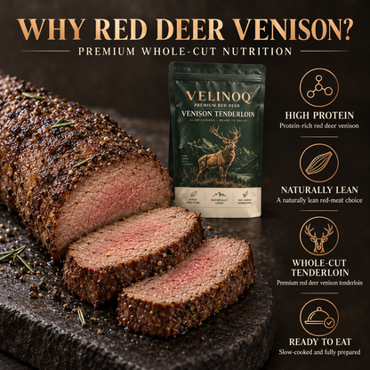 VELINOQ Premium Red Deer Venison Tenderloin – High Protein, Naturally Lean & Ready to Eat-Hugh
