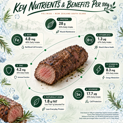VELINOQ Premium Red Deer Venison Tenderloin – High Protein, Naturally Lean & Ready to Eat-Hugh